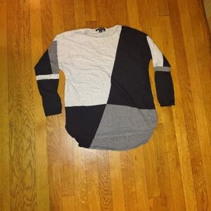 INC International Concepts colorblock black and grey blouse size petite med